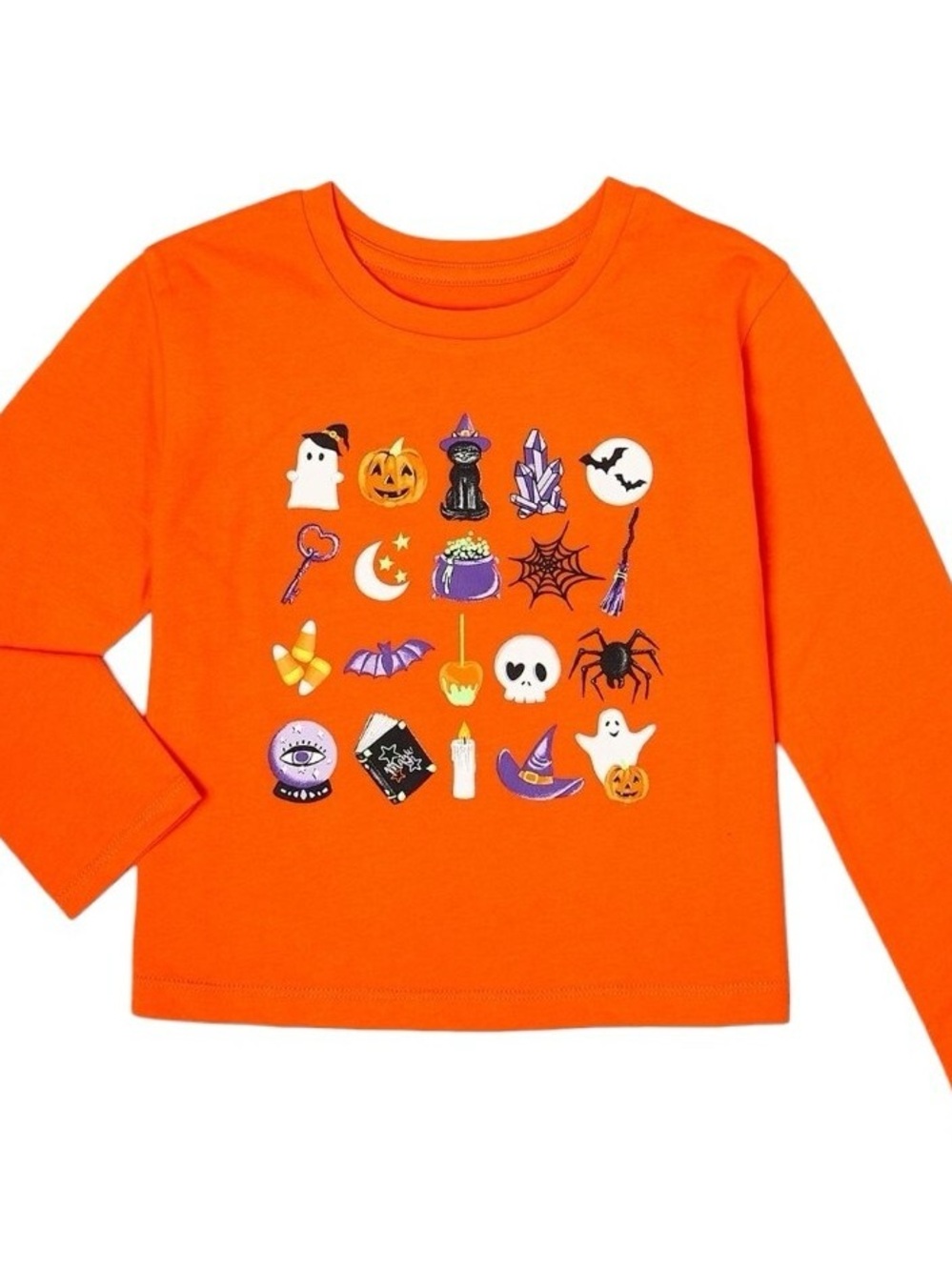 Kids Orange Halloween Icon Long-Sleeve Shirt